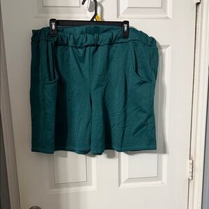 Teal Elastic Waist Skirt with Pockets